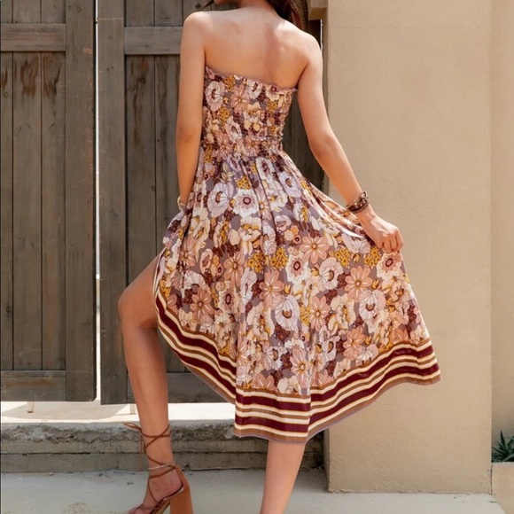 Boho floral print smocked tube dress - Picture 2 of 8